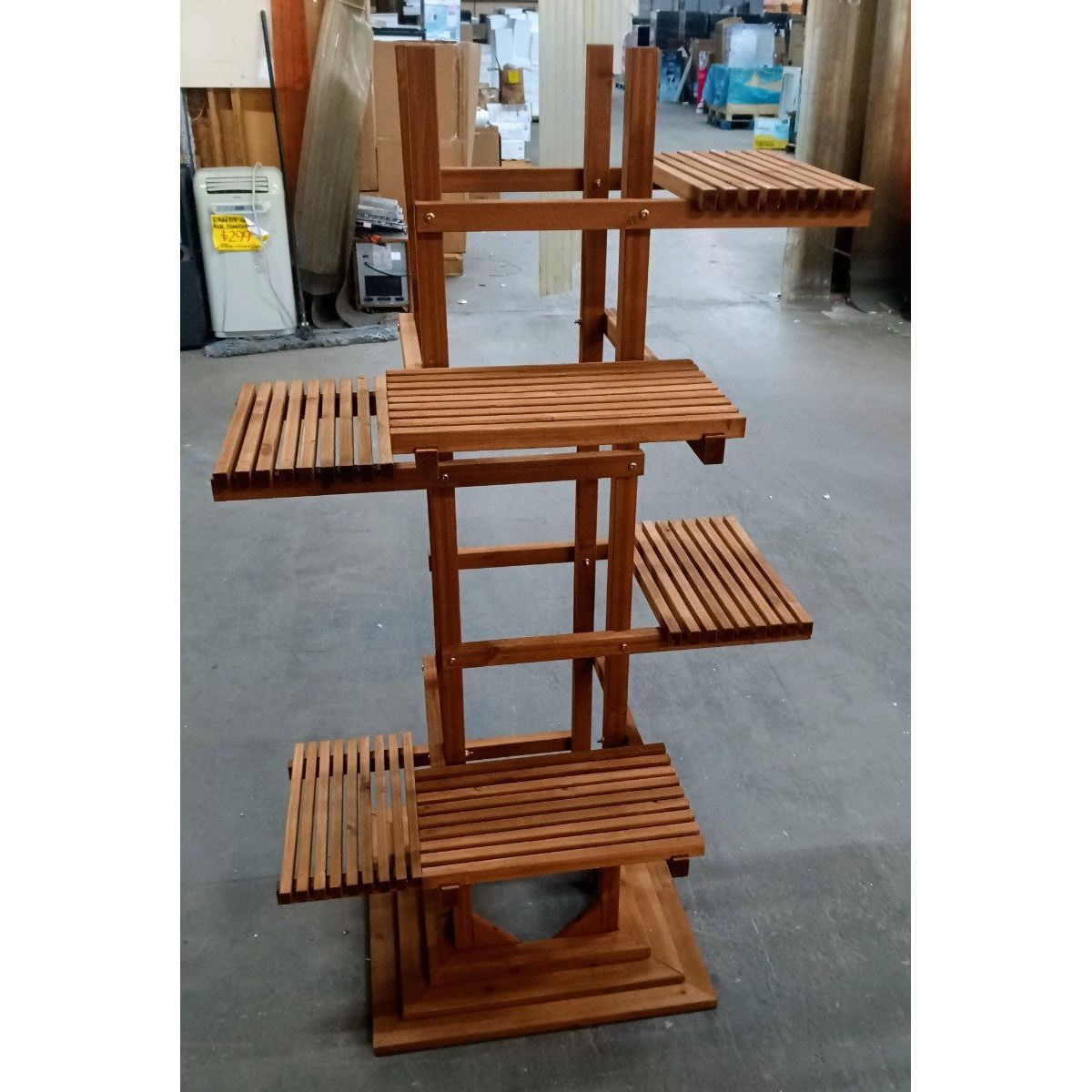 Leisure Season 6-Tier Wooden Pedestal Indoor Outdoor Plant Stand PS6116