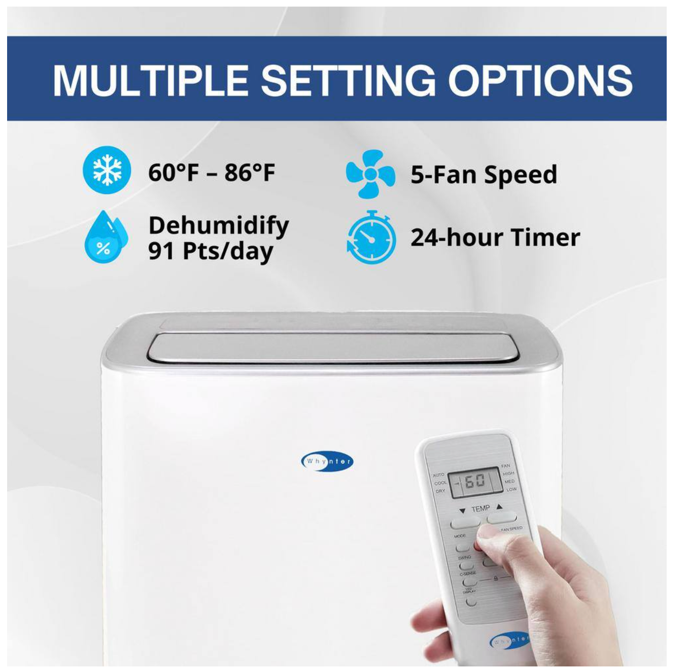 Whynter 12,000 BTU Portable Air Conditioner Cools 450 sq. ft. with Dehumidifier, Remote, and Filter ARC-0850XP