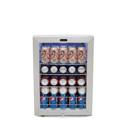 Whynter 90 Can Capacity Beverage Refrigerator With Lock – Stainless Steel BR-091WS