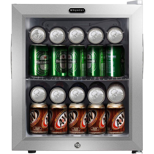Whynter 62 Can Compact Beverage Refrigerator with Lock BR-062WS