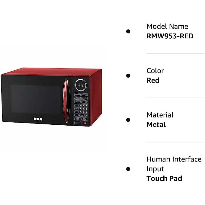RCA Microwave Oven, 900 Watts with 10 Power Levels, RMW953-RED