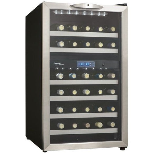 Danby 20 Inch Wine Cooler 38 Bottle Dual Temperature Zones & Reversible Door DWC286BLS