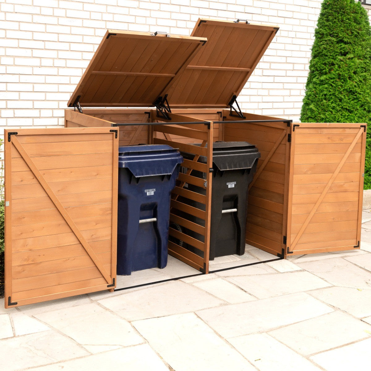 Leisure Season Horizontal Medium Trash and Recycling Storage Shed TRSM5937